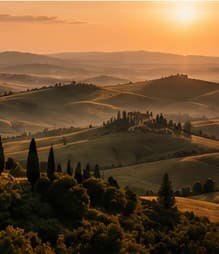 Tuscan hills at sunset